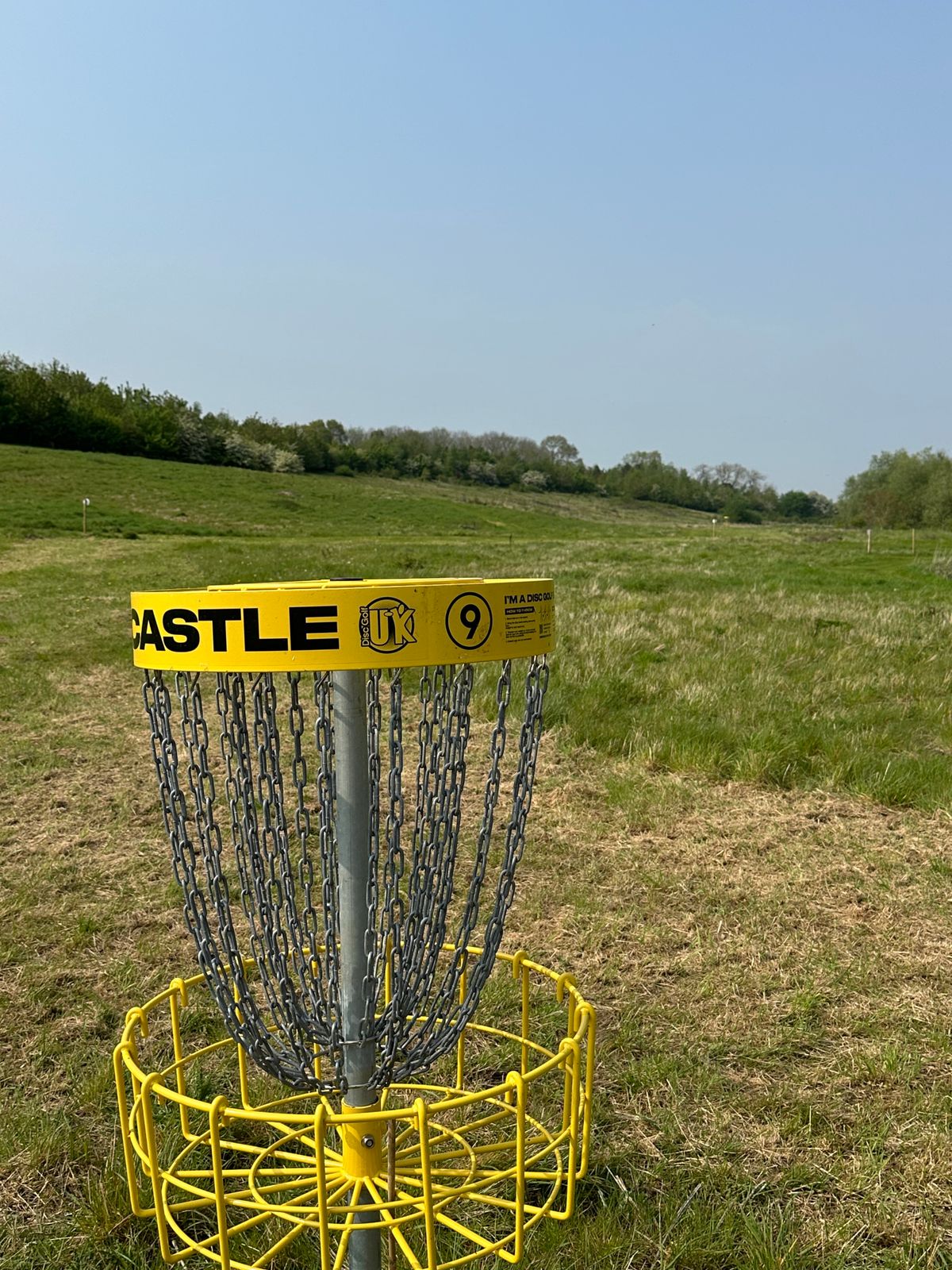 Hole 9 basket look back on course