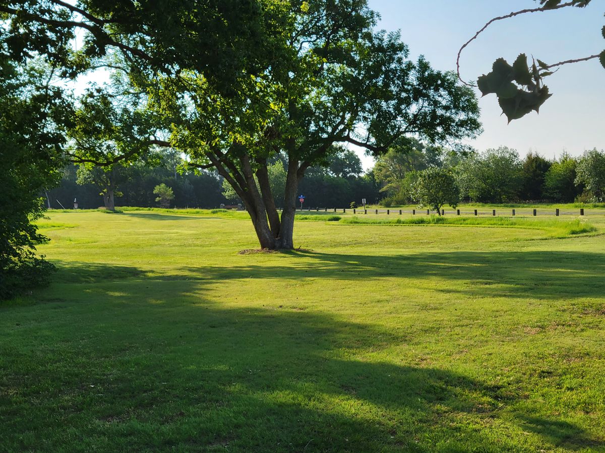 Hole 1: Ashes to Ashes fairway from teepad