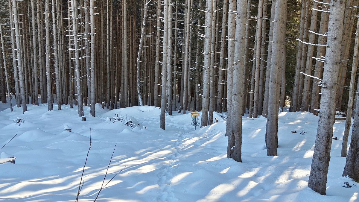 Hole 18 of our winter Approach and Putt course in Ofterschwang. Nature pure!