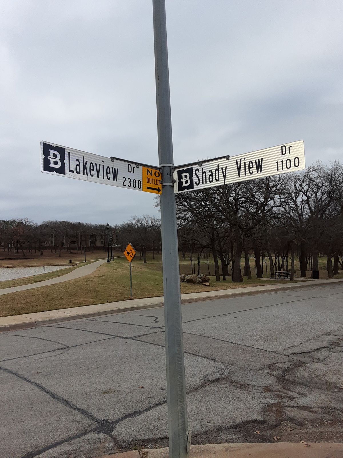 Park and enter at 
Lakeview Drive at Shady View Drive on west side of park near basket 4, tee 5.