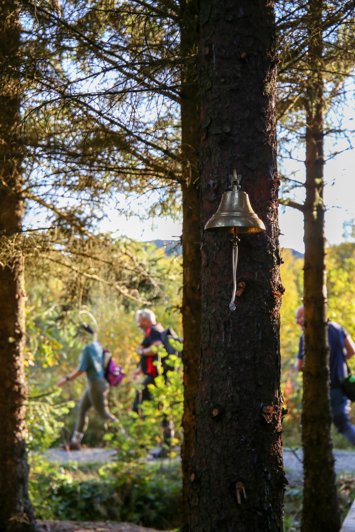 Bjelle ved kurv for å signalisere at det klart for de som kommer etter.