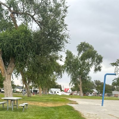 Hole 1 starts left side of basketball courts
