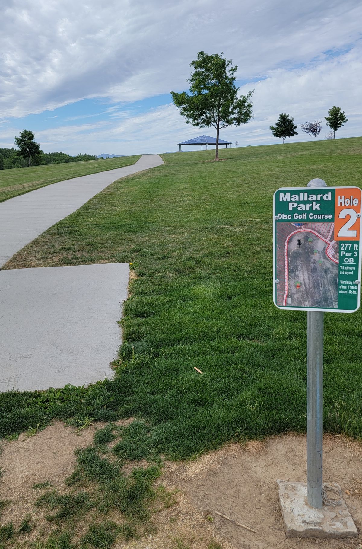 Hole 2 Tee pad and sign