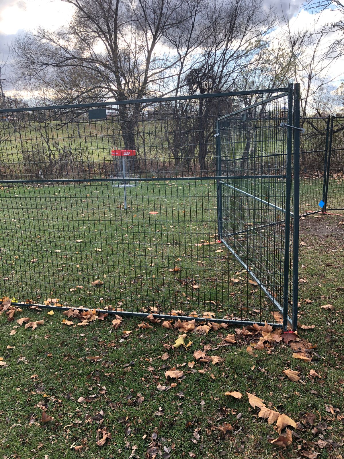 Hole 15 was a challenge. Some fences have been moved to allow access.
