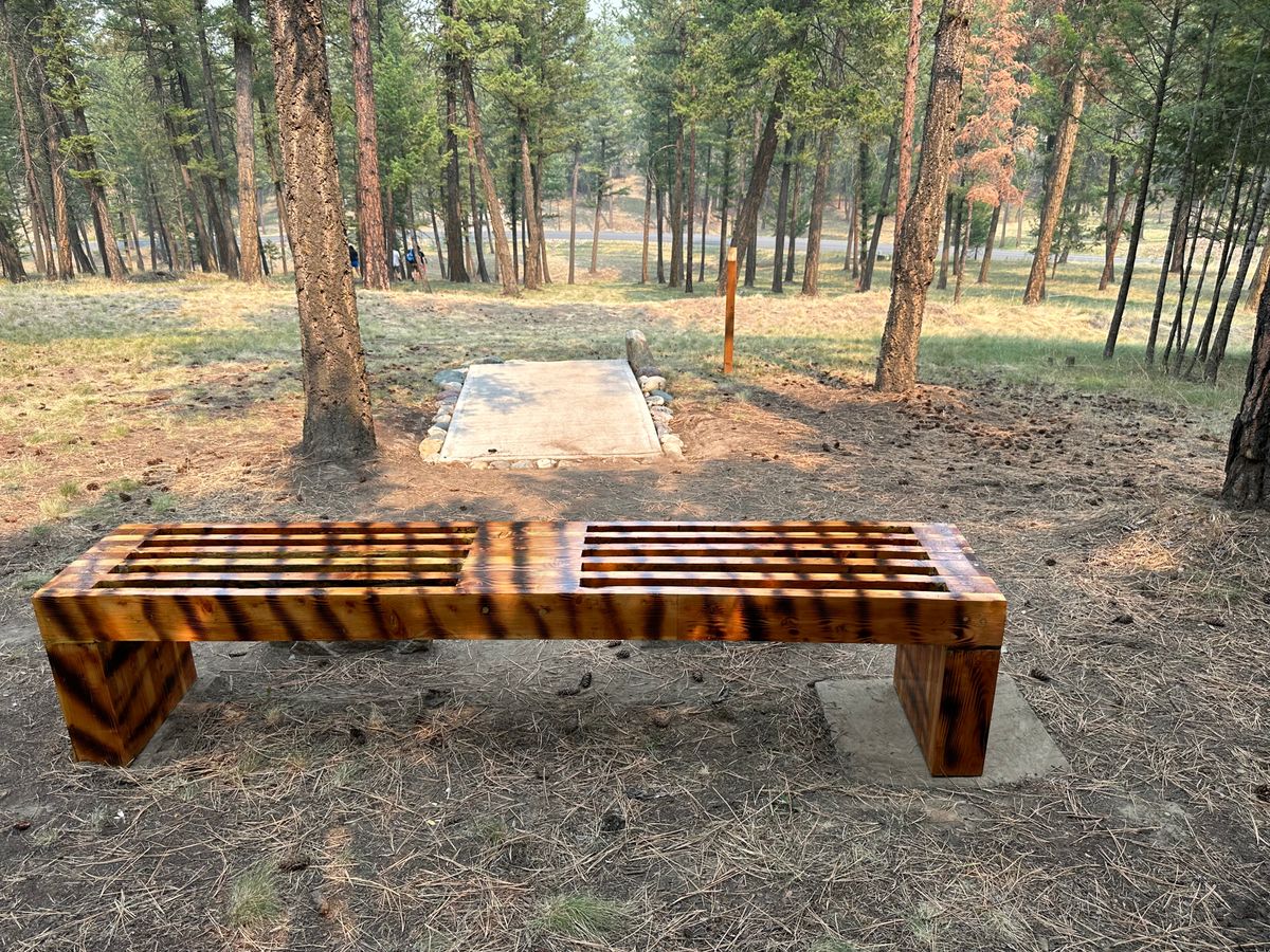 Hole 16 - i refinished the Bench.   Updated the OB markers and added drop zone fie missed Mando