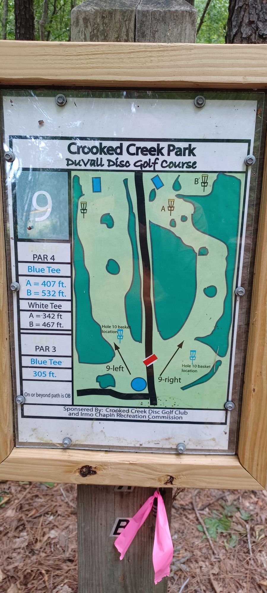 9 & 10 are reversible holes. Play depending on which location the baskets are placed. 