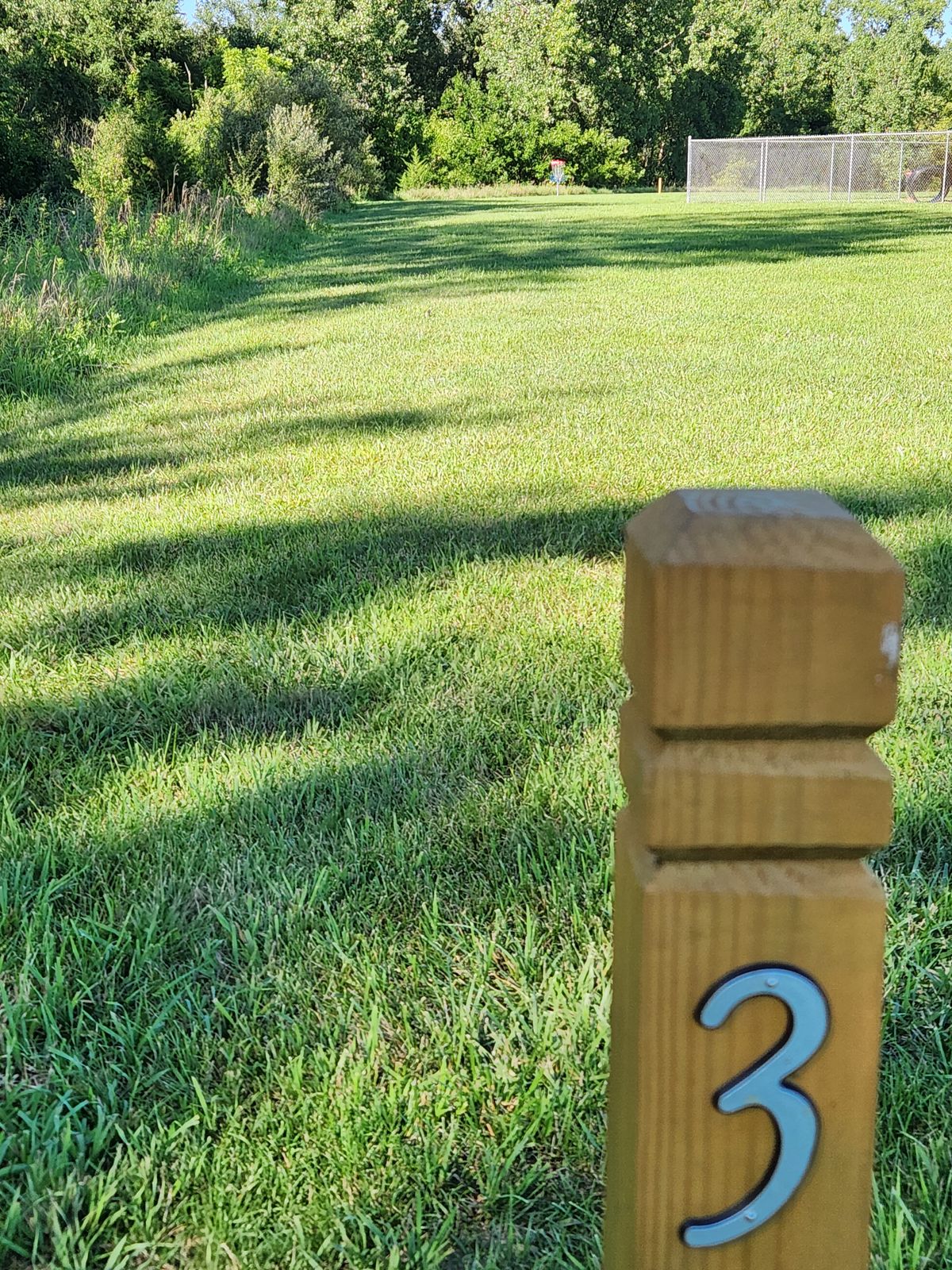 Hole 3 Basket view from the tee