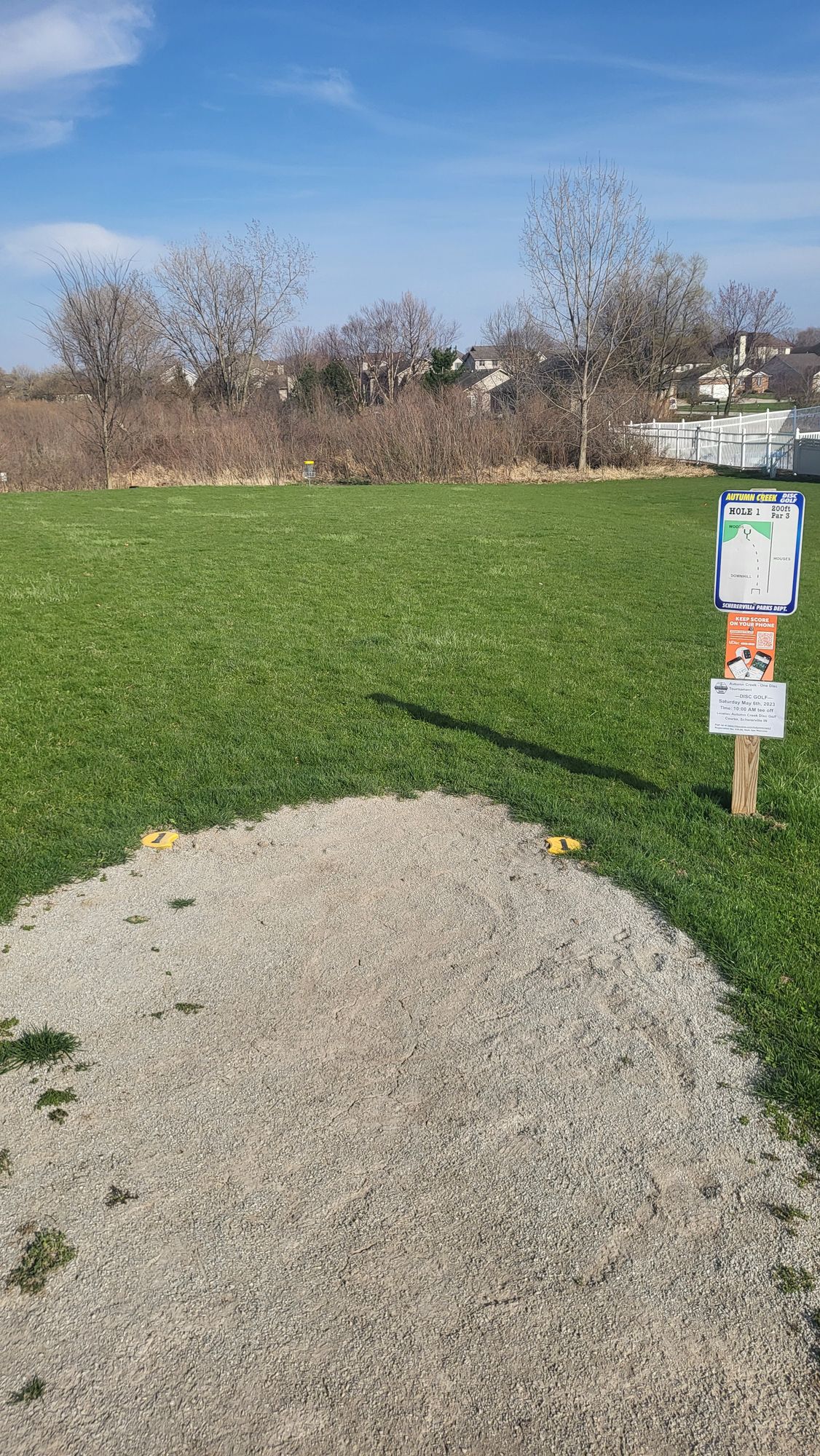 Hole 1. Labeled pavers installed