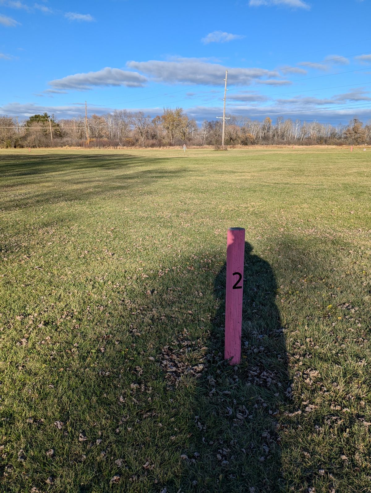 Hole 2 tee box facing basket 2