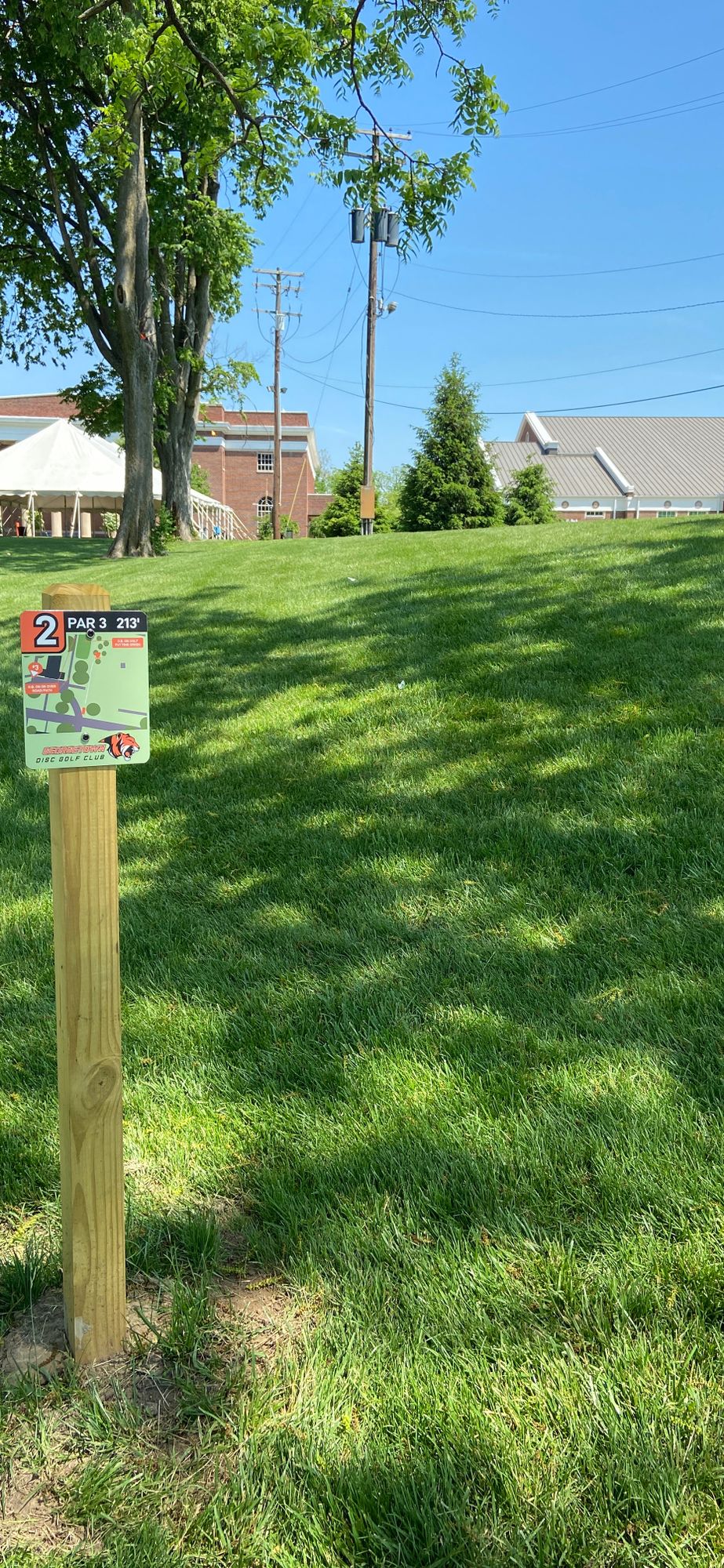 Hole 2. Behind tallest tree