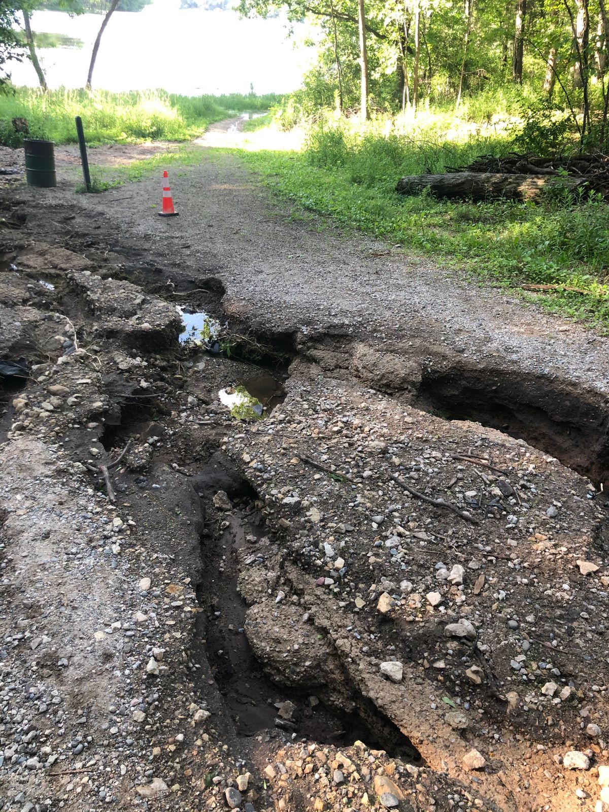 Run off on 12th tee box area from storm on 6/27/20. Watch your ankles!