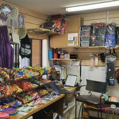 Tons of snacks and disc golf accessories.