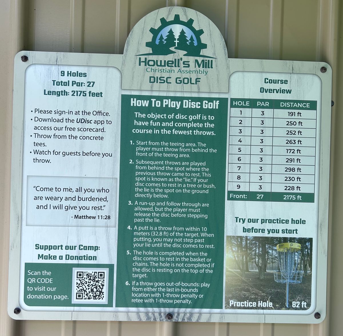 Course rules and practice hole