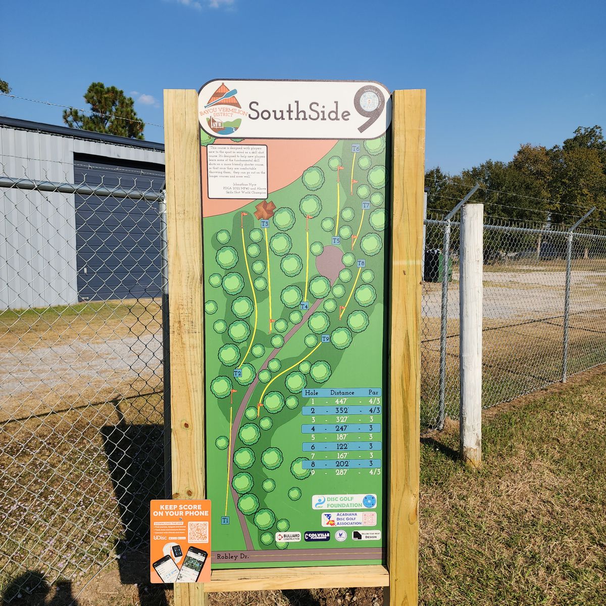Southside 9 Course main course sign.