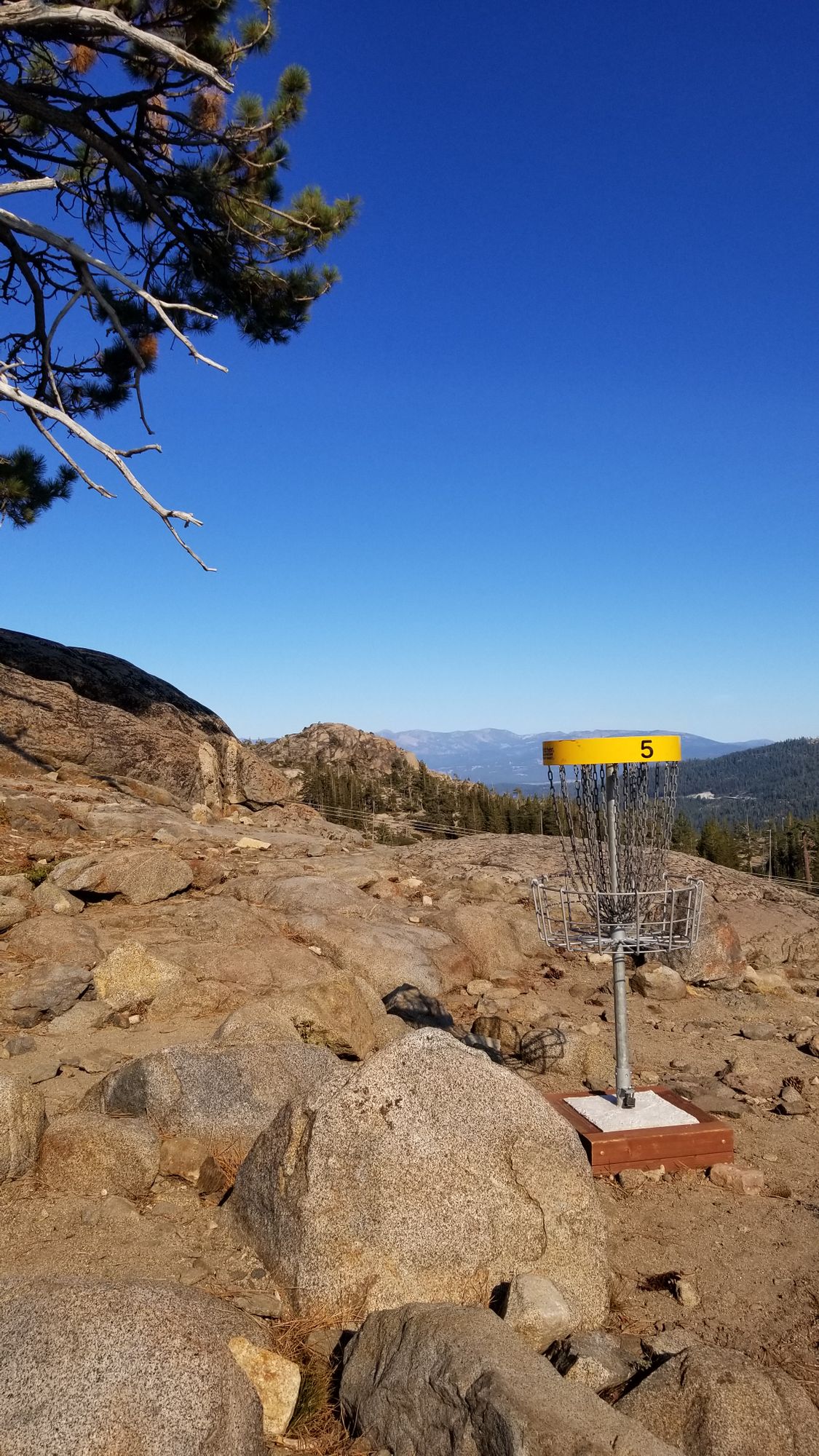 Epic view from 5s basket, but don't miss right or you'll be going a long way down.