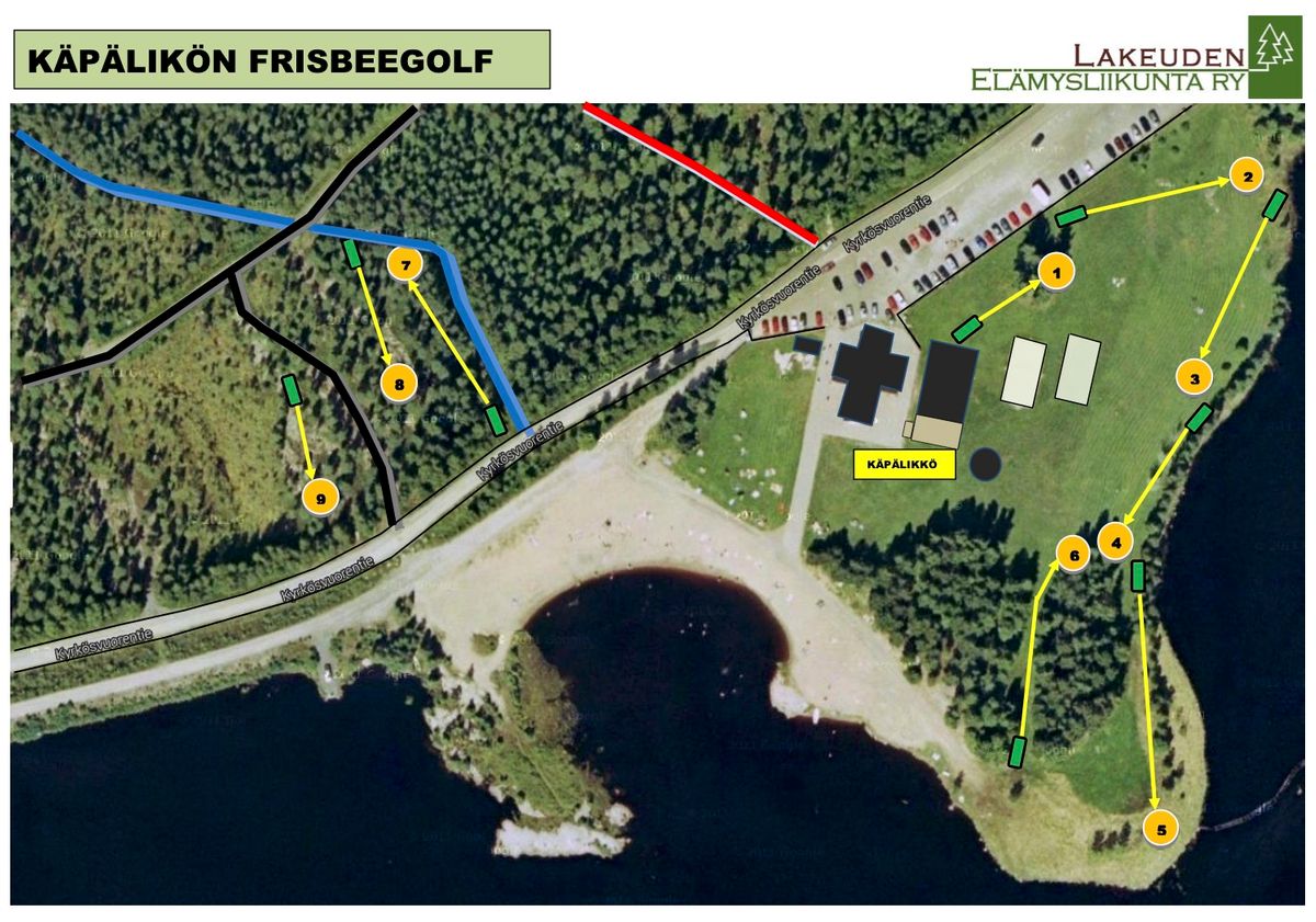 Käpälikön frisbeegolffin väylä opaste