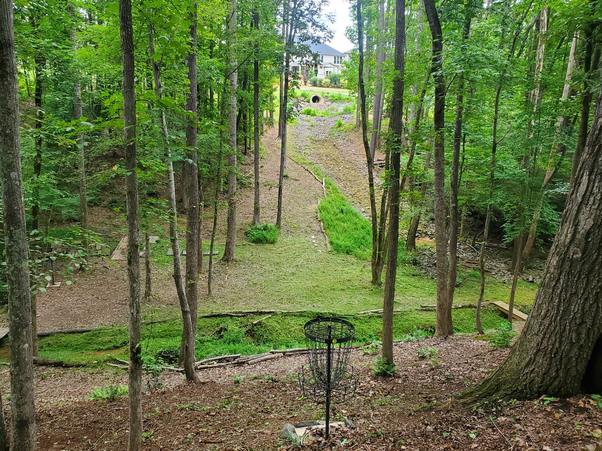 Hole 3b. Looking back at the tee box across the valley.