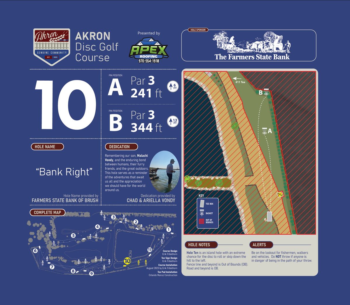 Hole 10 tee sign