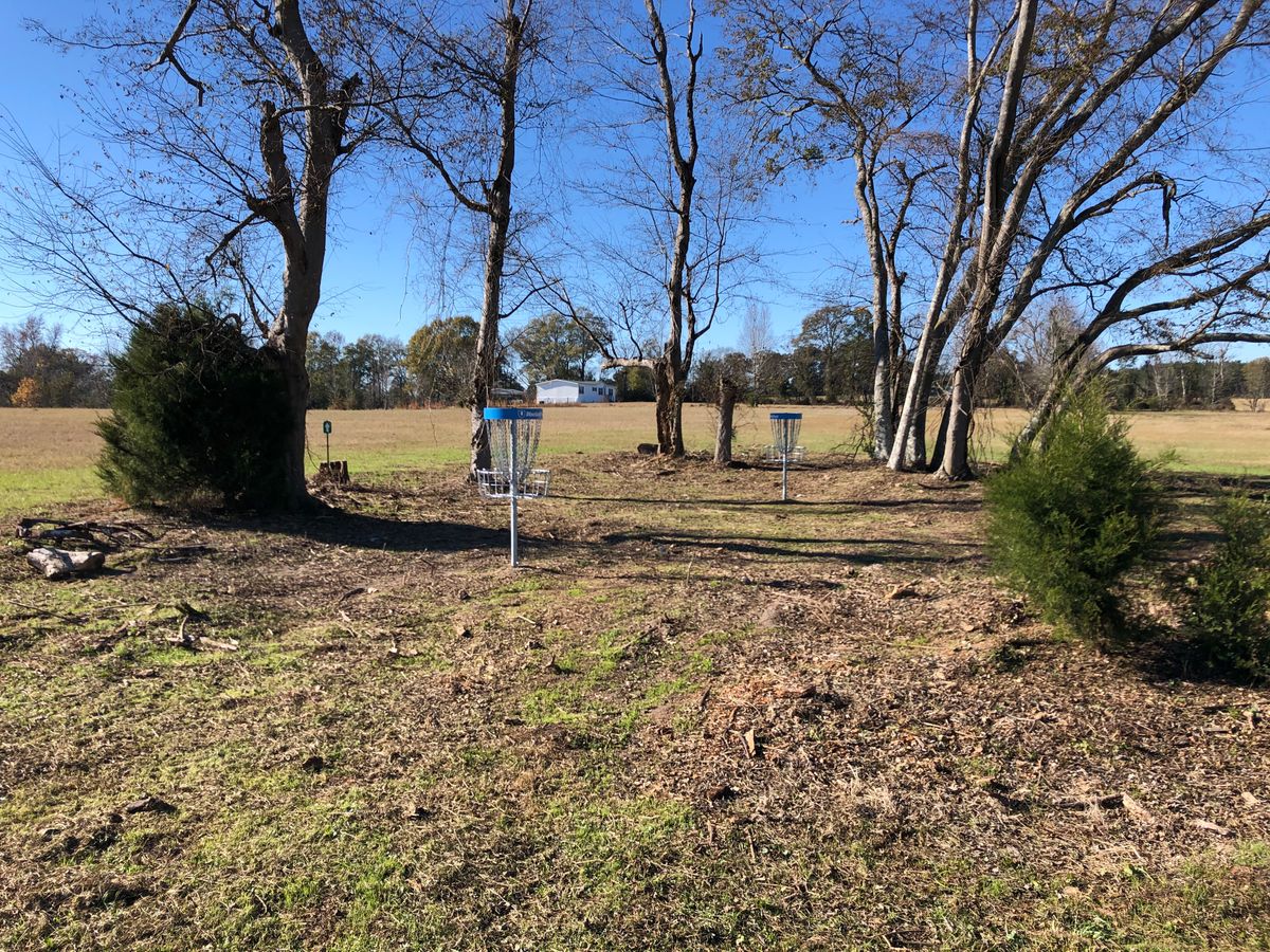 Practice baskets before hole 1