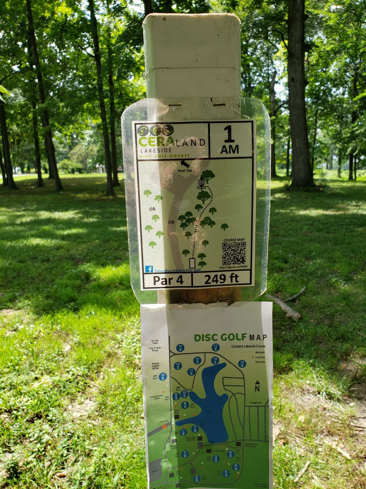 #1 Amateur Tee sign post.  ALL Amateur Tees are marked with white top sign posts.