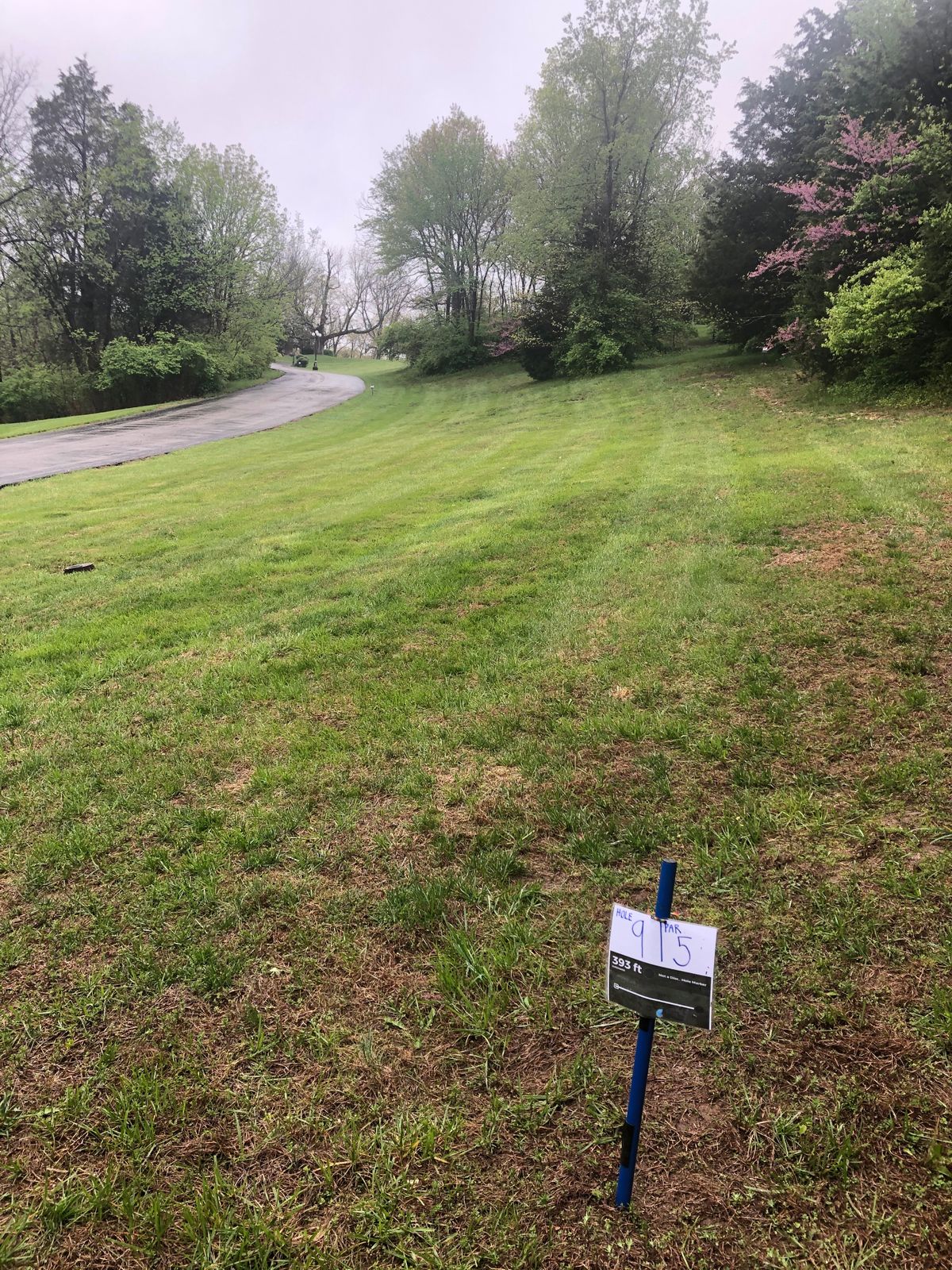 huge par 5 uphill and dog leg right