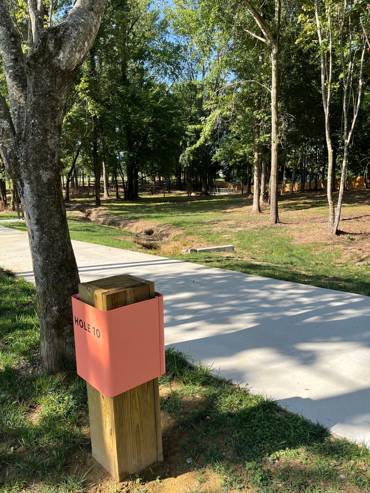 Hole 10: OB is in the creek. There seems to be a rope course maybe in the middle. Be smart.