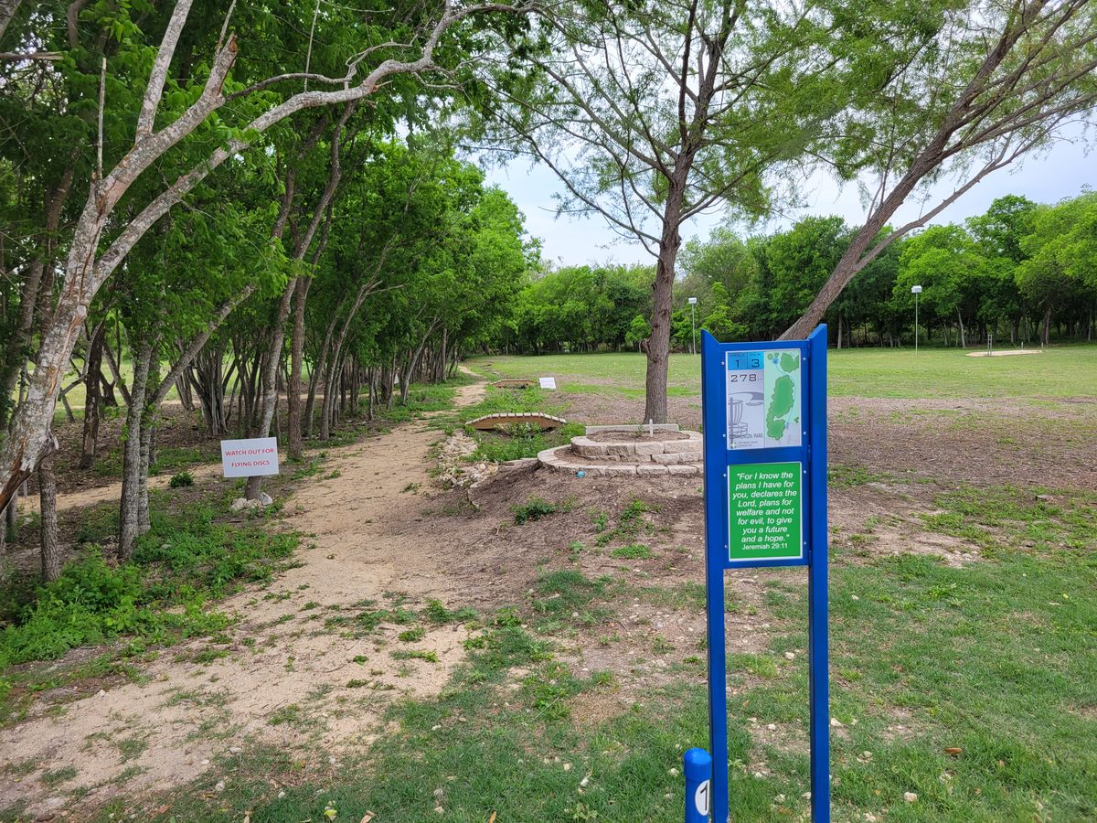 Hole 1 with map.