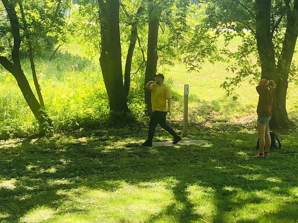 The tee shot on hole 1