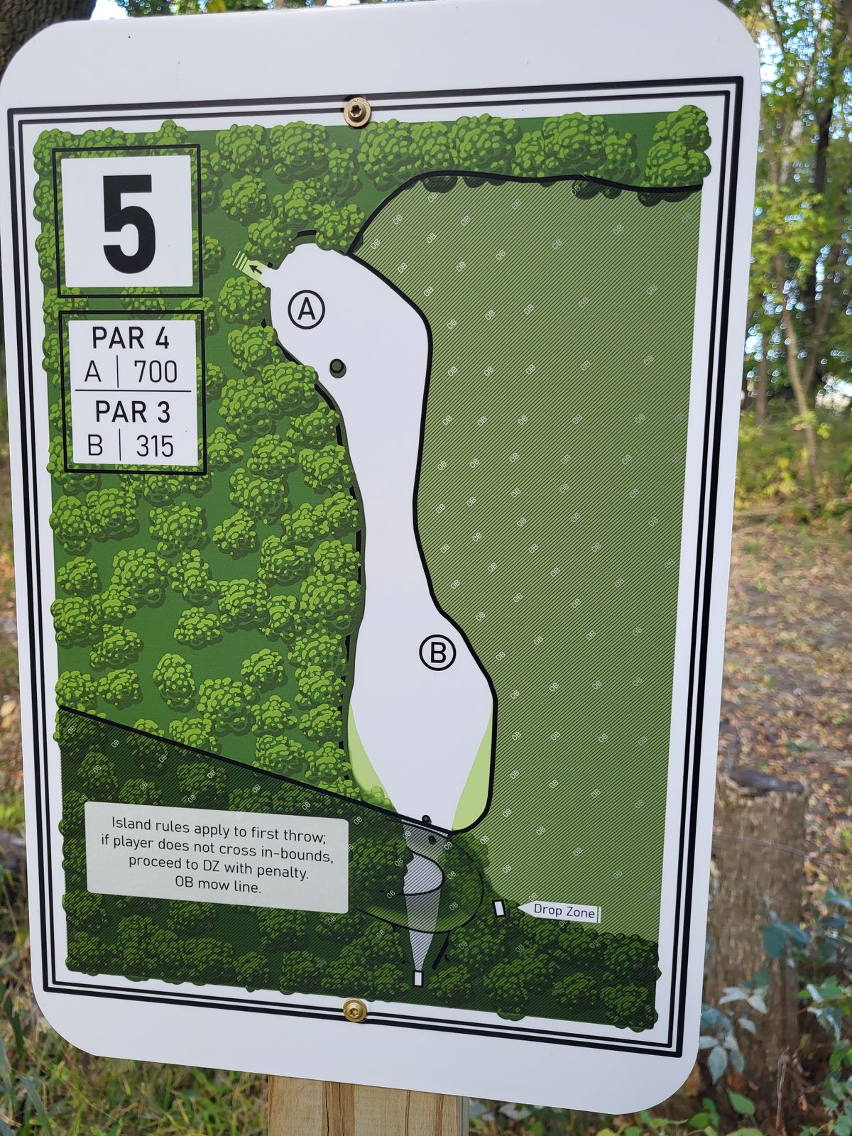 Hole 5 tee sign