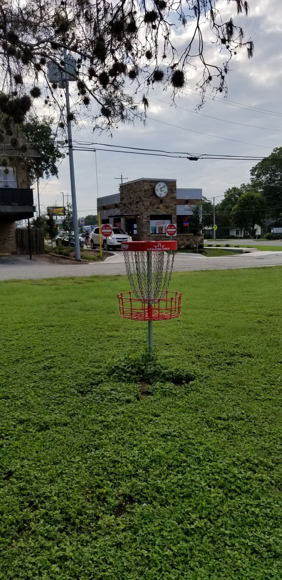 The green on hole 12 is steps away from a walkup window to order coffees and frozen drinks.