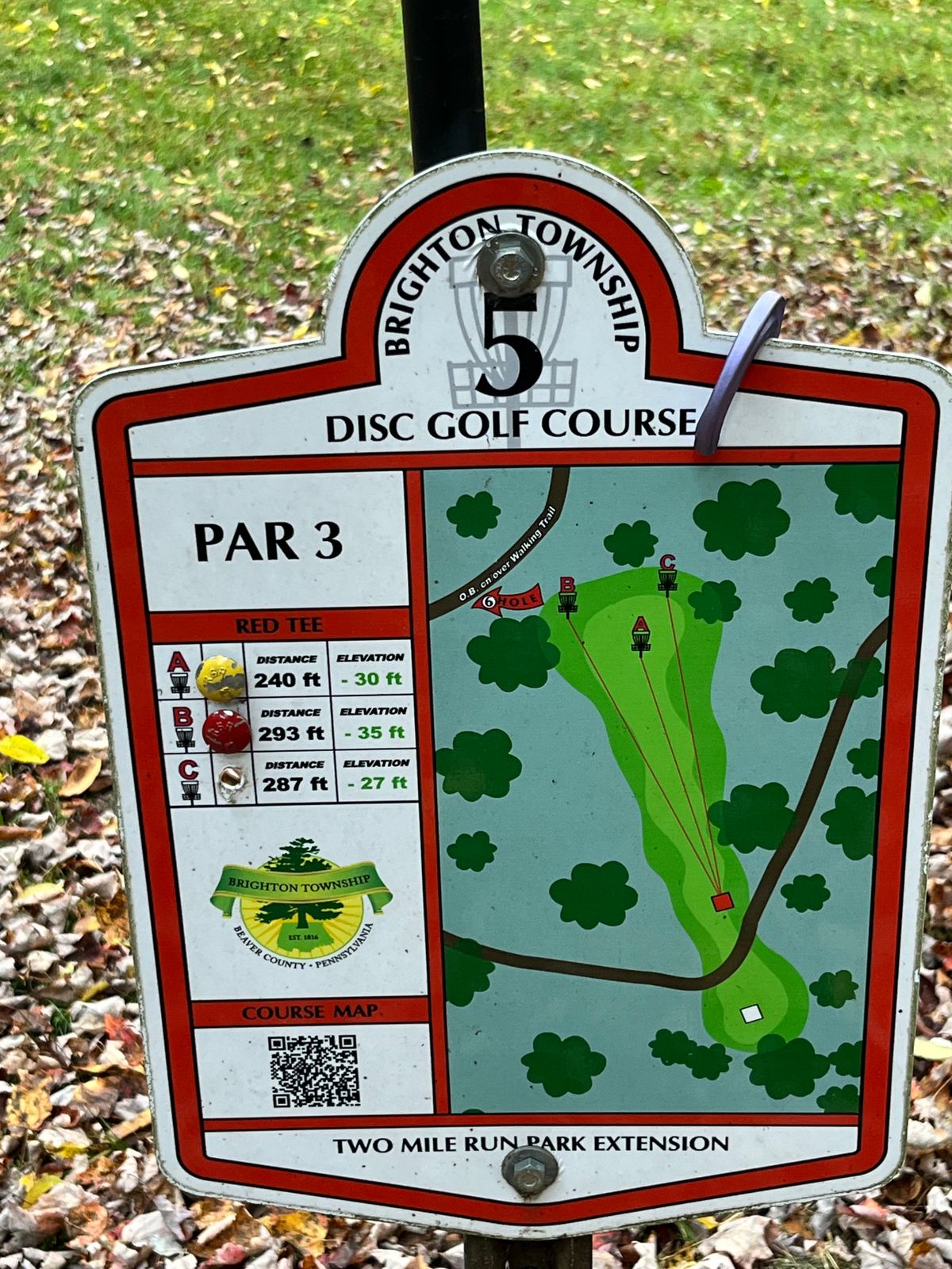 Hole 5 tee sign similar at every tee