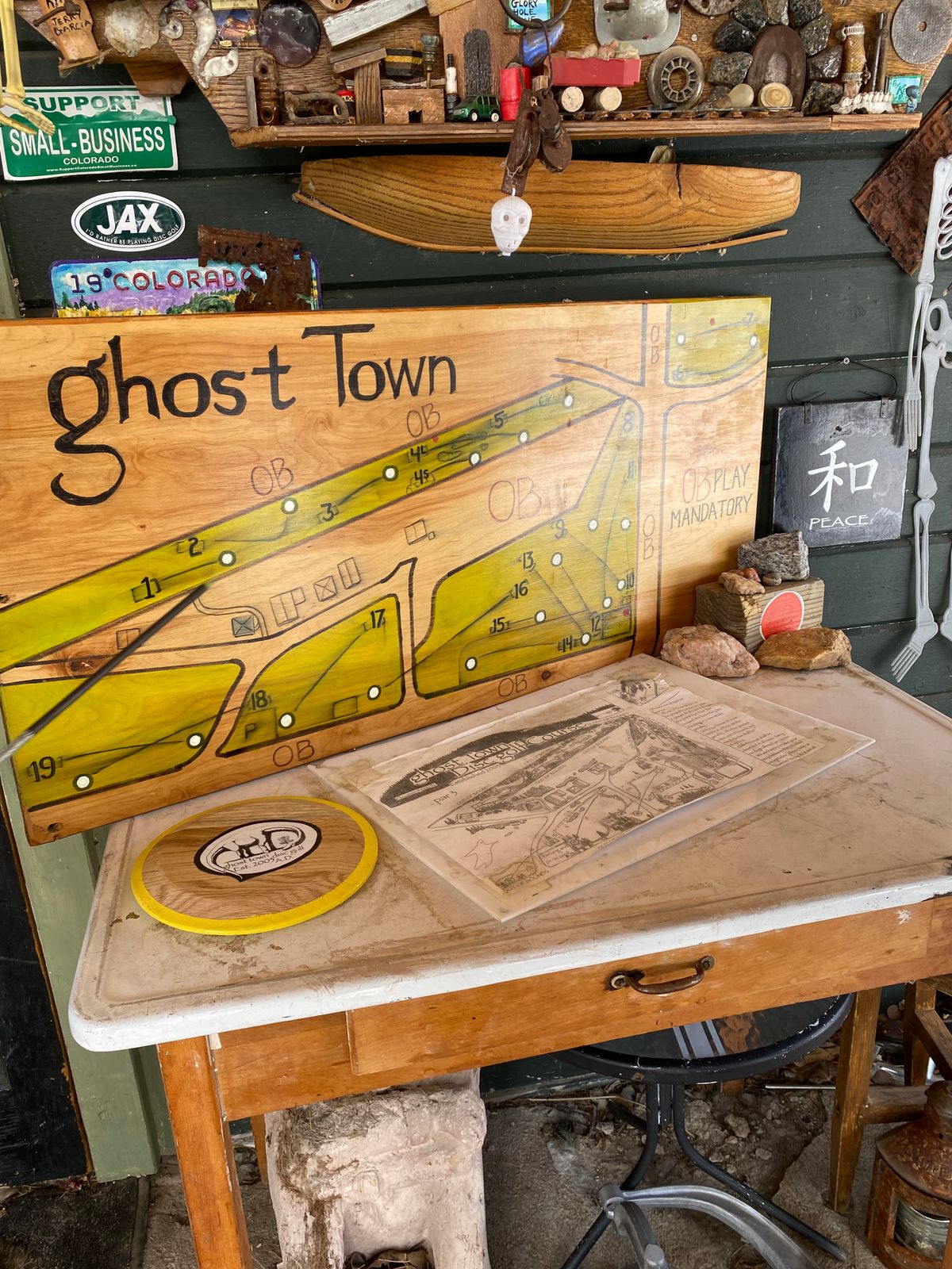 Ghost Town course map used for pre round demonstration  and course rules instructions.