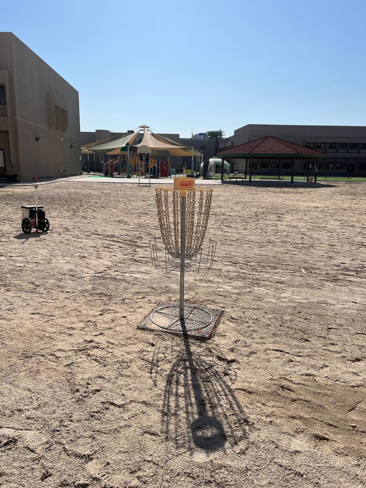 Hole 7 basket looking back at tee pad