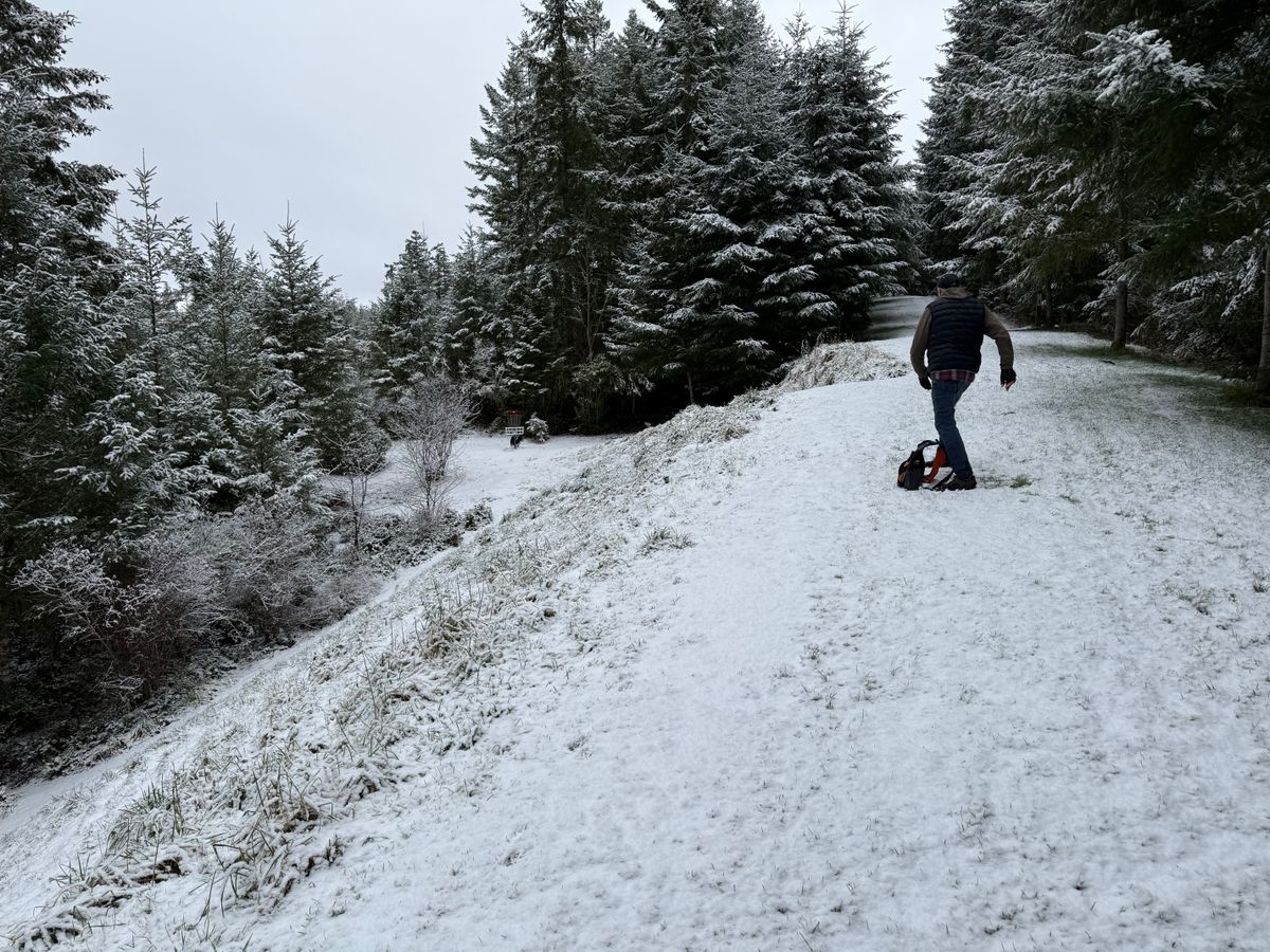 Hole #7 in the snow. Keep it on the fairway!
