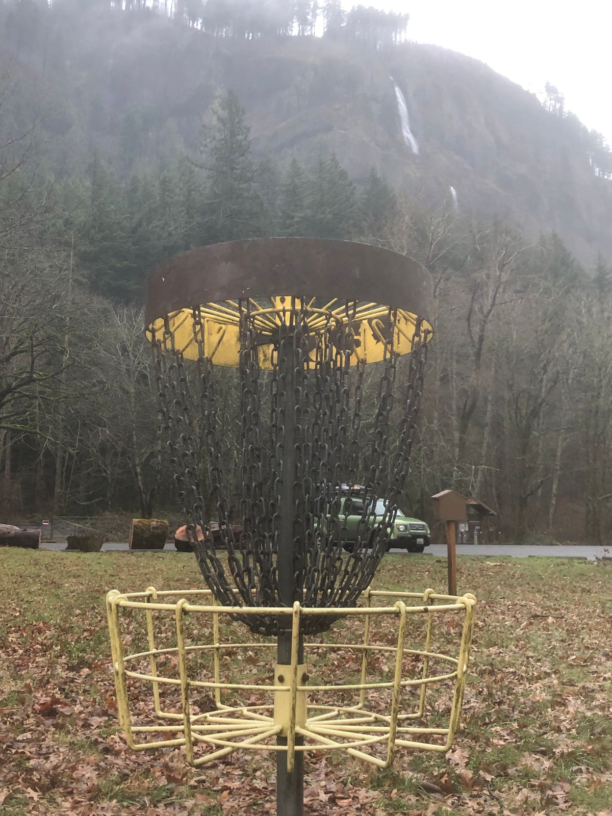 #3. short courses w/  big views. Waterfall in the background only flows during high water