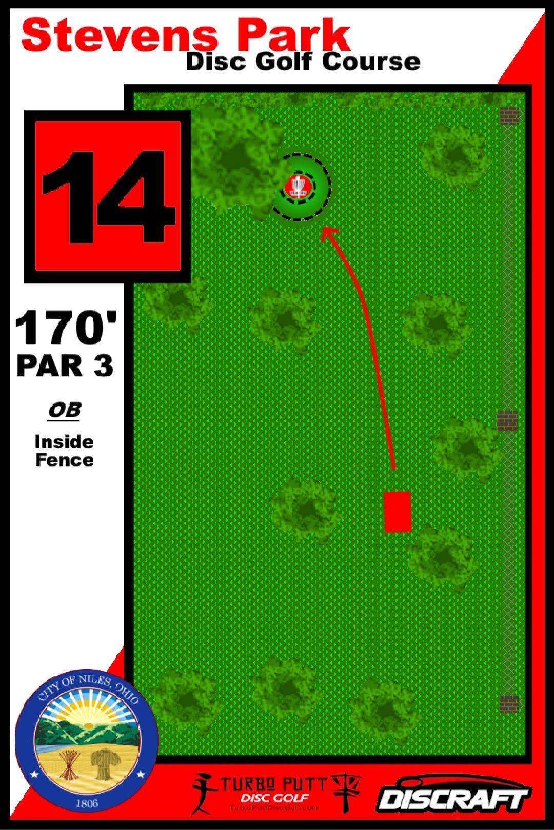 Hole 14 Red Tee Sign