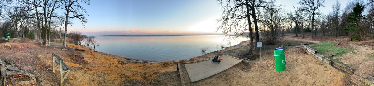Pano view sunrise looking ENE from 1 basket / 2 tee / tee (2-17-2020)