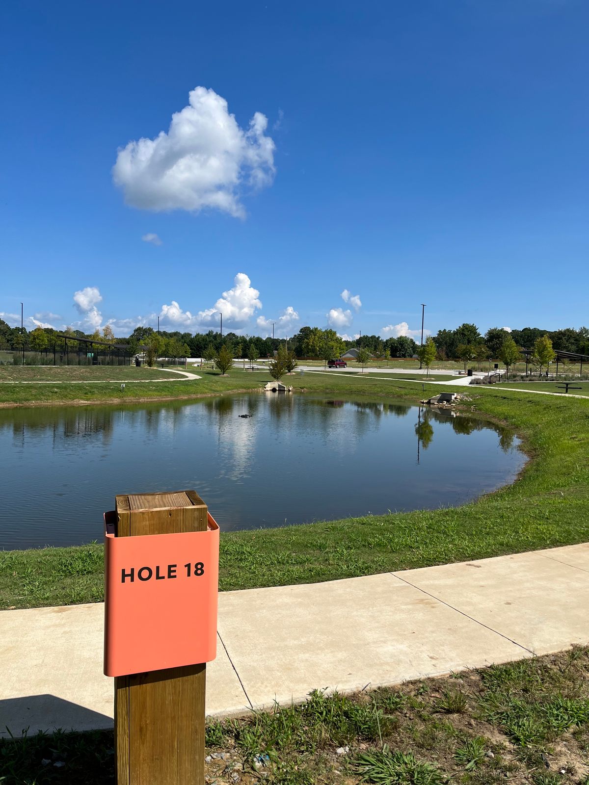 Hole 18: In the water. On or over the sidewalk. Now .5 miles back to hole 1