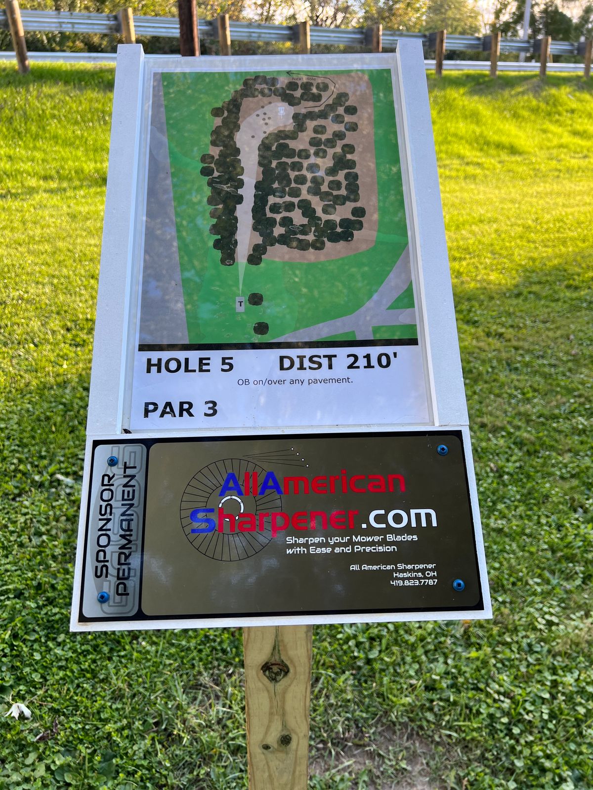 Hole 5 tee sign