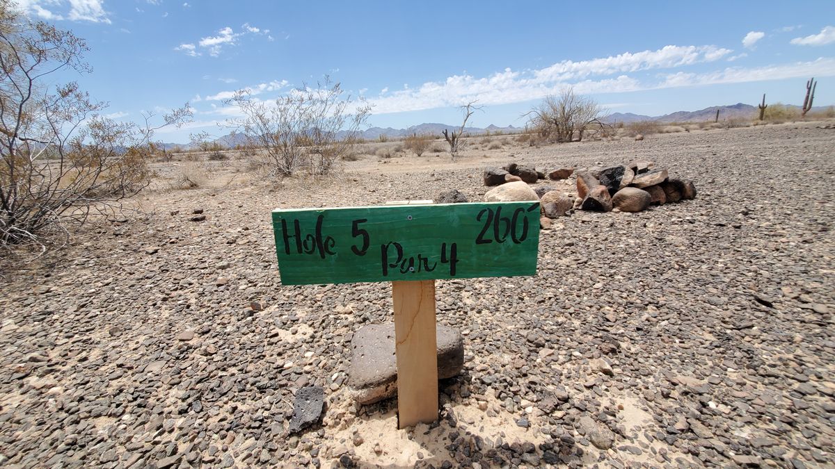 Hole 5 tee sign