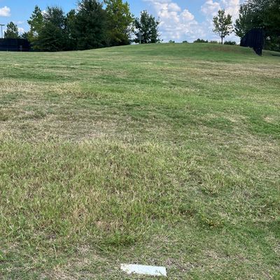Hole #1. Sidewalk and skate park are OB.