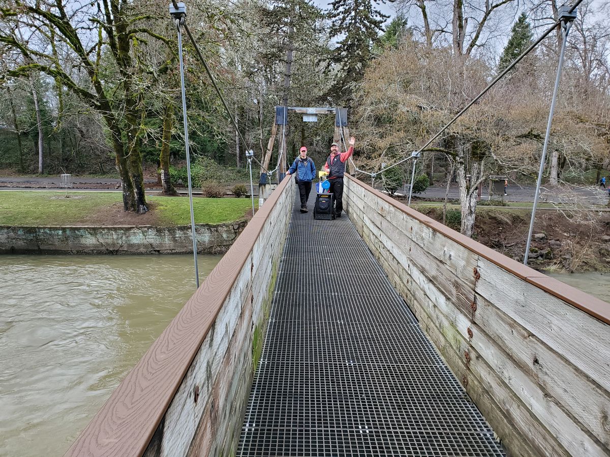 Fun to throw across the river and back at Dallas City park Oregon.