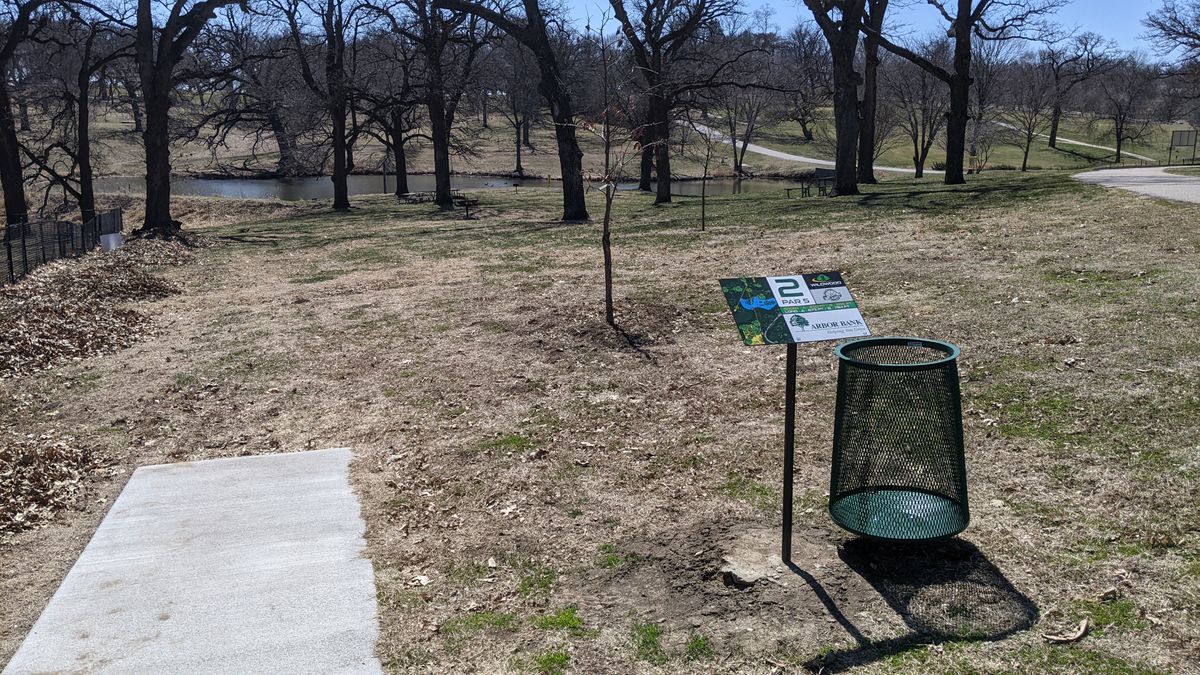 Tee #2 long (hole plays over the lake, short tee left of lake)