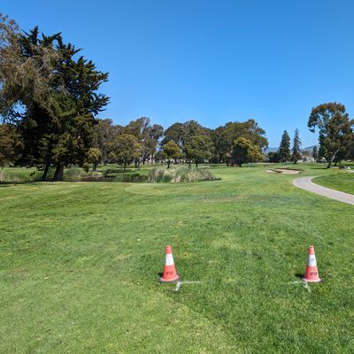 Tee #1 is in the same spot as the first ball golf tee. You will have to negotiate with them sometimes.