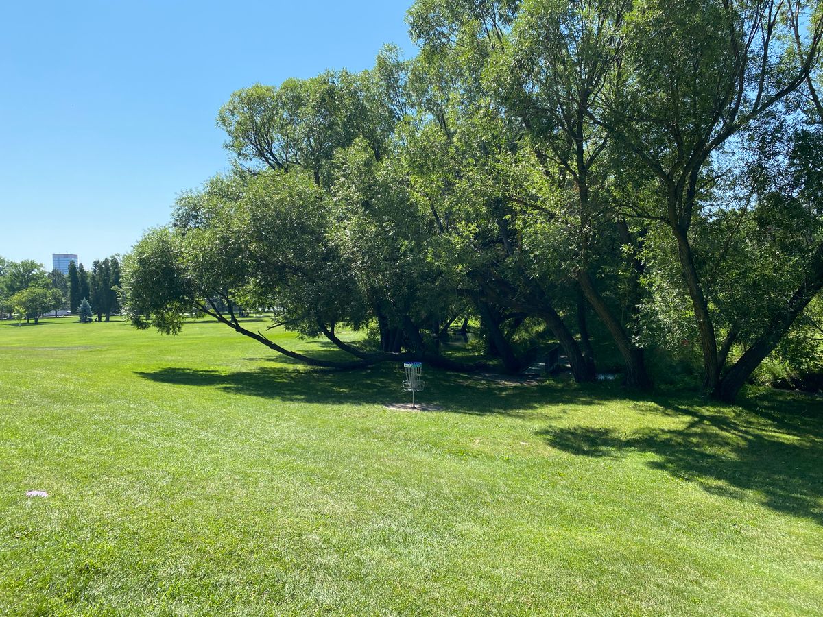 Hole 8 has a nice tricky hill on the left and a stream on the right. Don’t go OB!