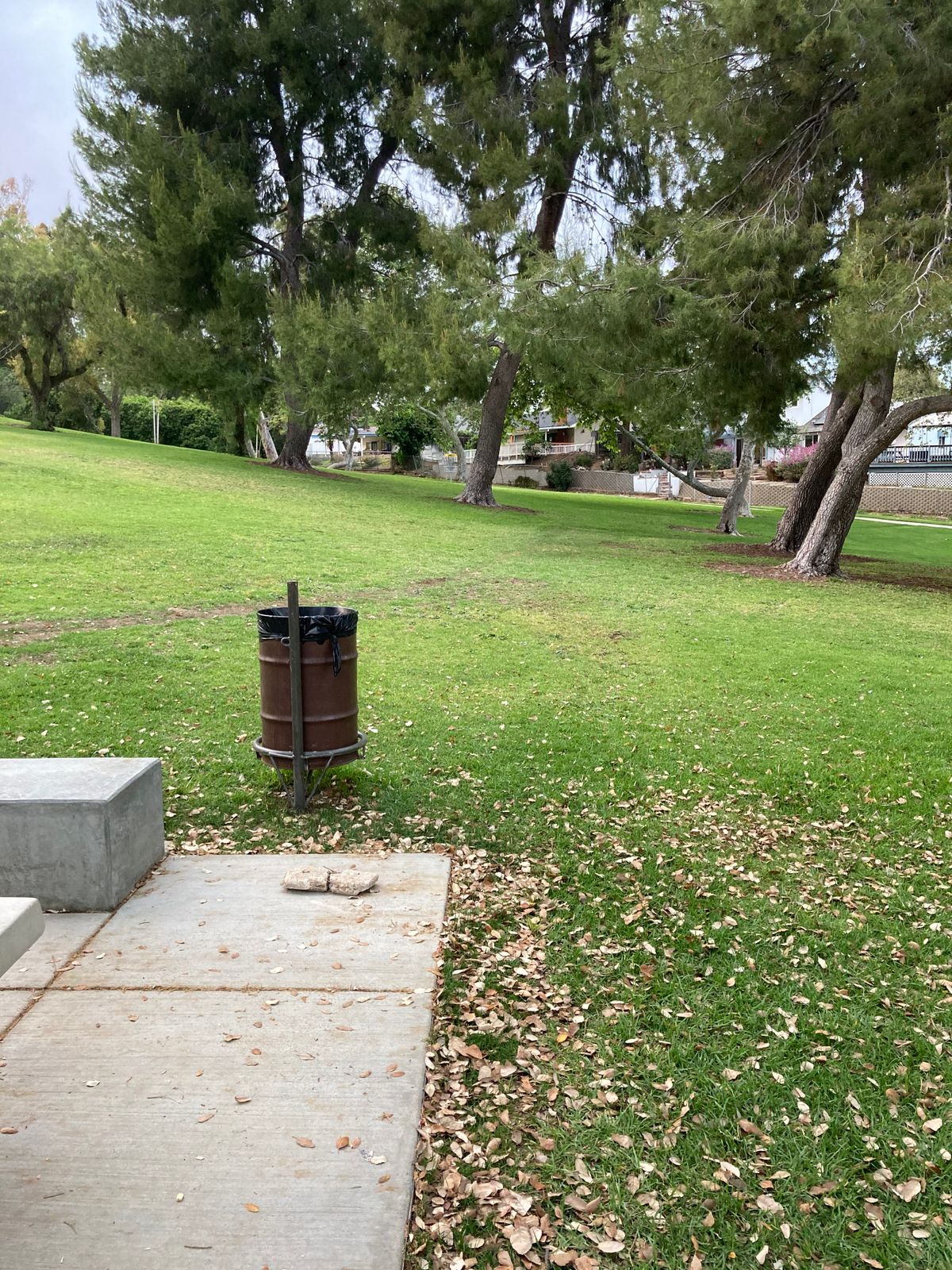 Rolling Hills 9
Tee #2 (East basket): Throw from the downhill side of the picnic table.