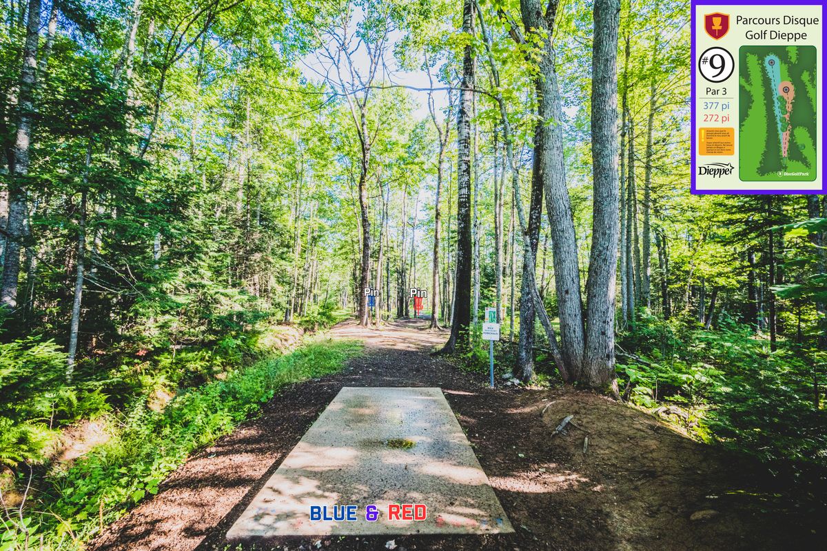 Hole 9 Blue & Red Tee.