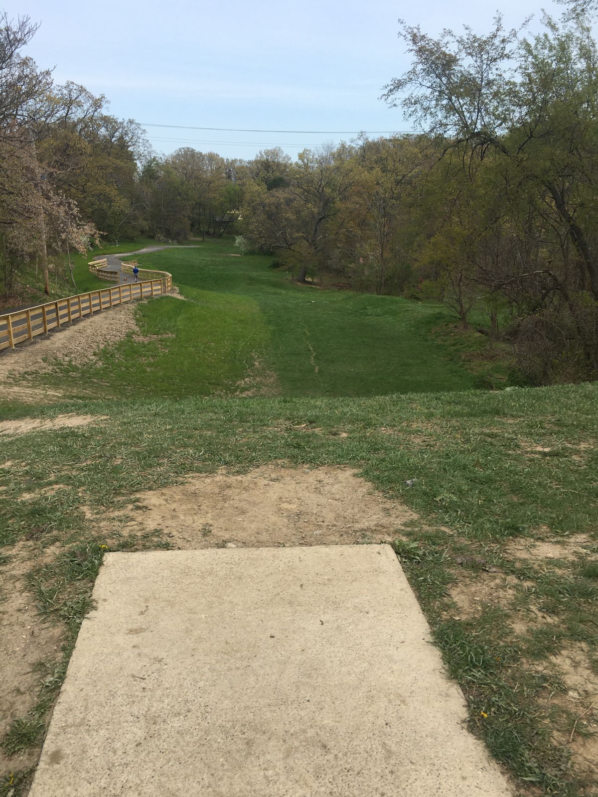 Hole #1. Downhill to the right