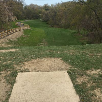 Hole #1. Downhill to the right
