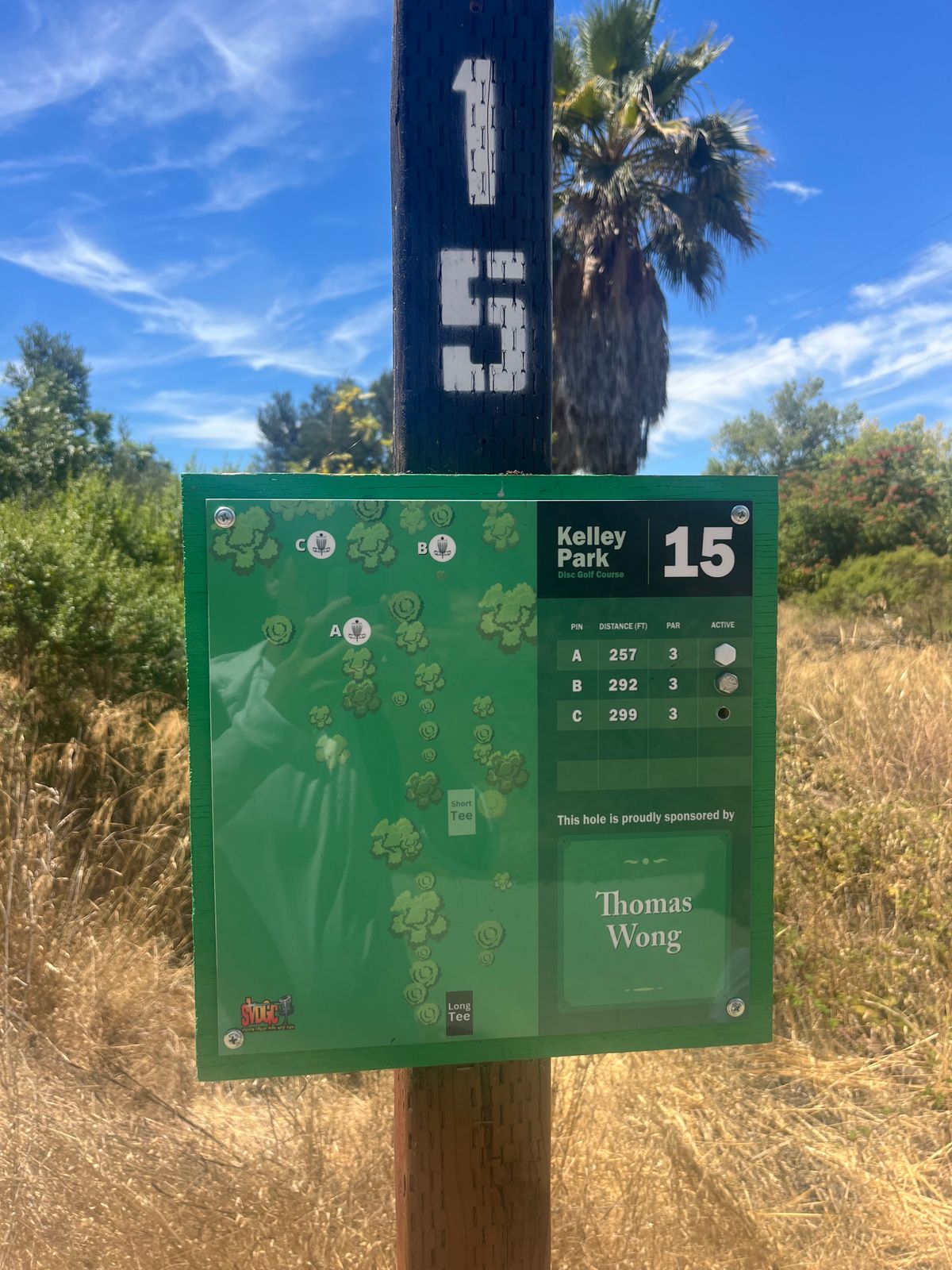 Hole 15 Longs sign